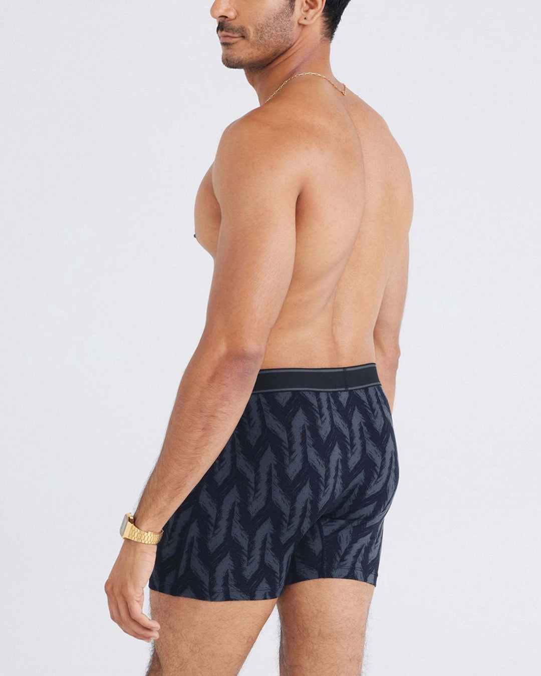 Saxx Daytripper Comfort Stretch Boxer Brief Fly | Ikat Chevron-Deep Navy