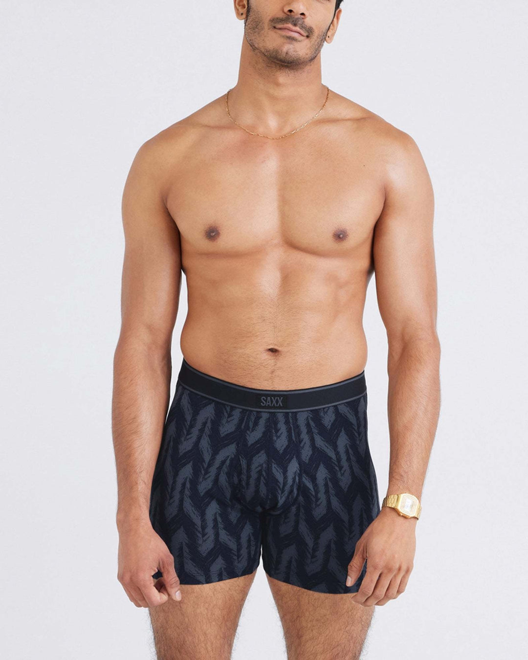 Saxx Daytripper Comfort Stretch Boxer Brief Fly | Ikat Chevron-Deep Navy