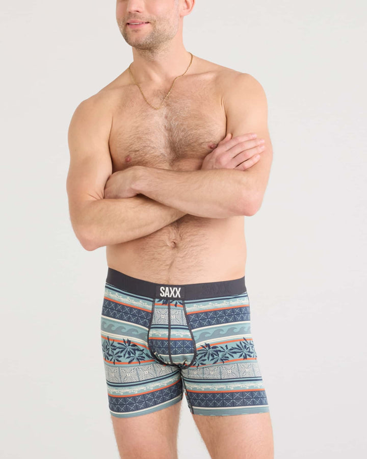Saxx Ultra Super Soft Boxer Brief Fly | Beach Shack Stripe-Teal