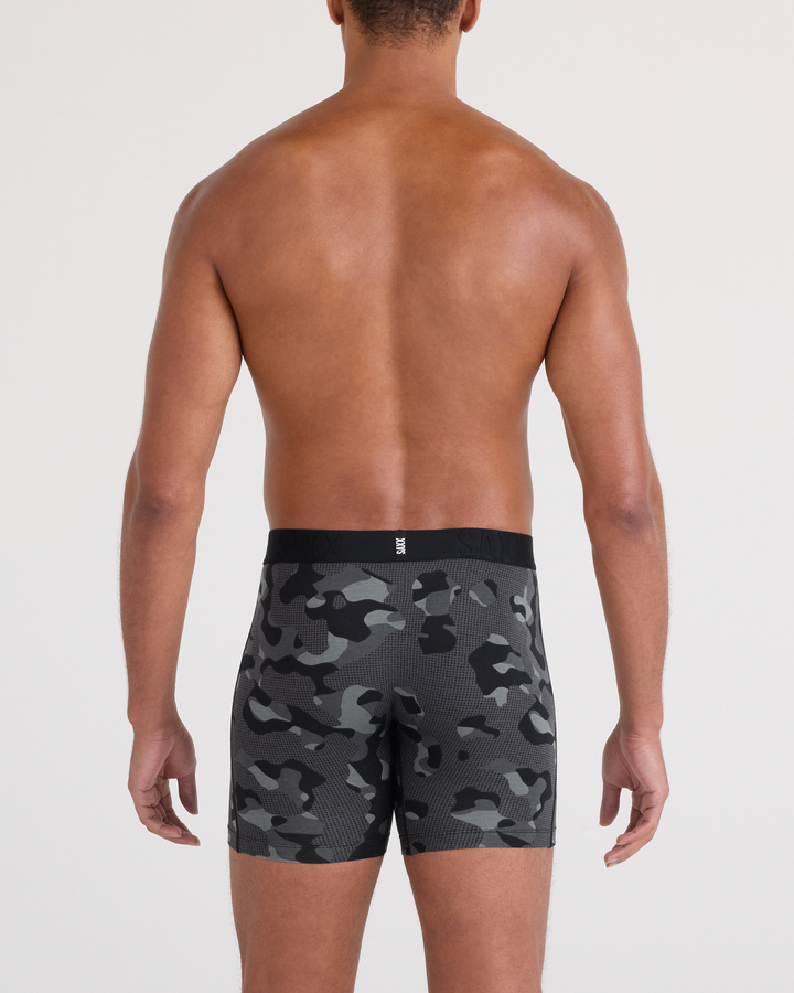 Saxx Droptemp Cooling Cotton Boxer Brief Fly | Pebble Camo-Graphite