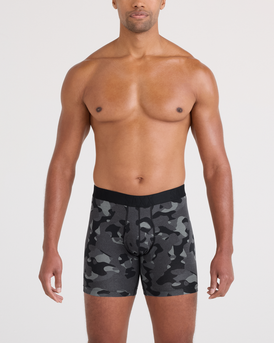 Saxx Droptemp Cooling Cotton Boxer Brief Fly | Pebble Camo-Graphite