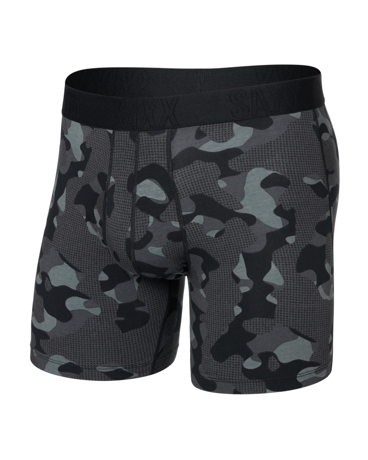 Saxx Droptemp Cooling Cotton Boxer Brief Fly | Pebble Camo-Graphite