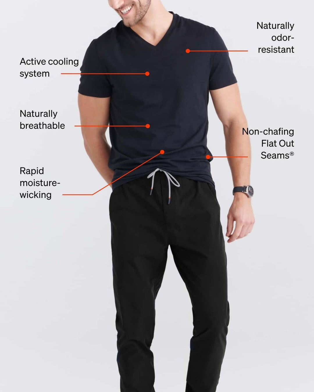 SAXX DropTemp Cooling Cotton V-Neck Tee (Men&