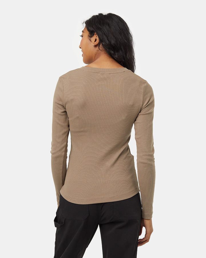 Tentree Rib Snap Placket Henley (Womens) | Fossil