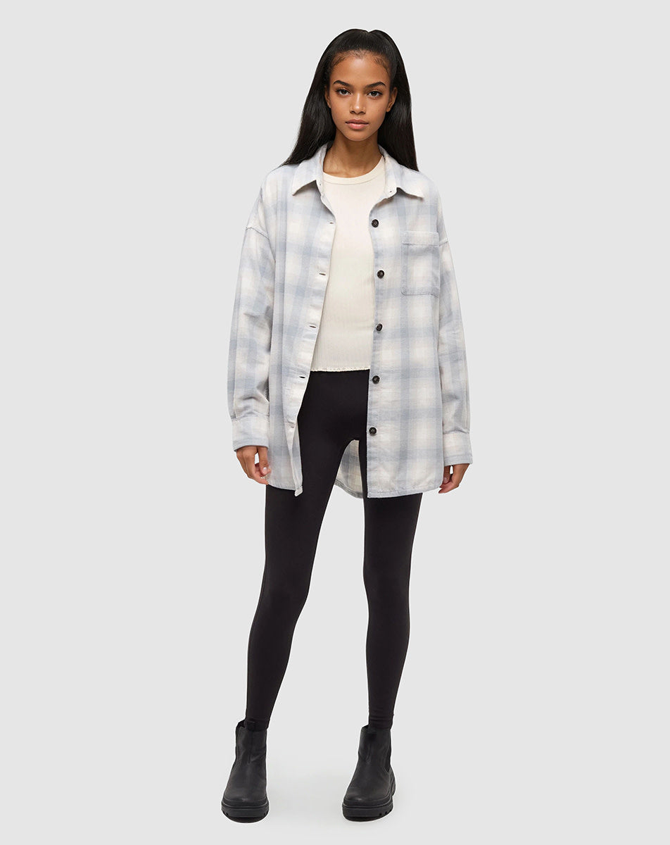 Tentree Fernwood Flannel Shirt (Womens) | Harbour Grey/Shadow Plaid