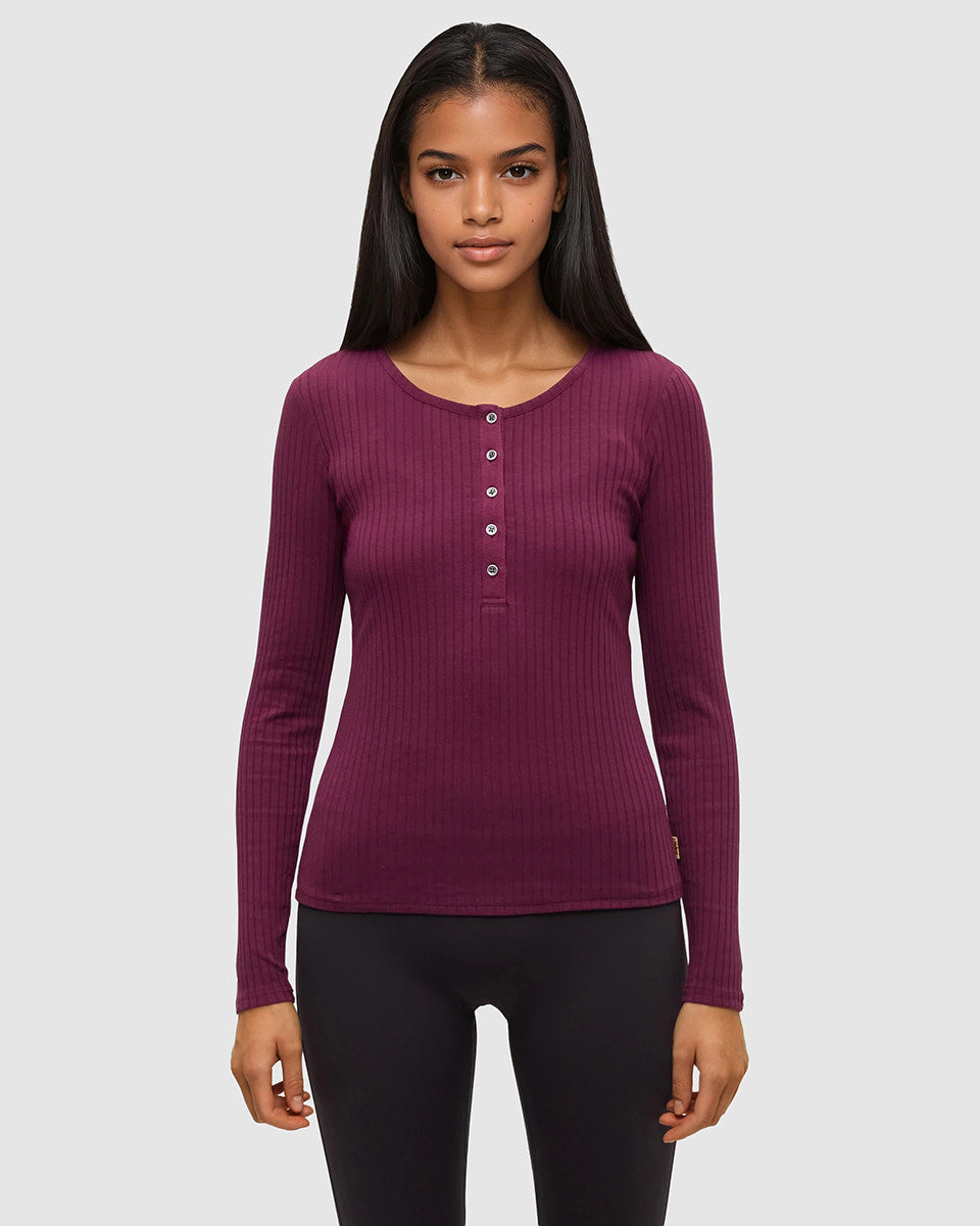 Tentree Knowles Henley (Womens) | Deep Burgundy