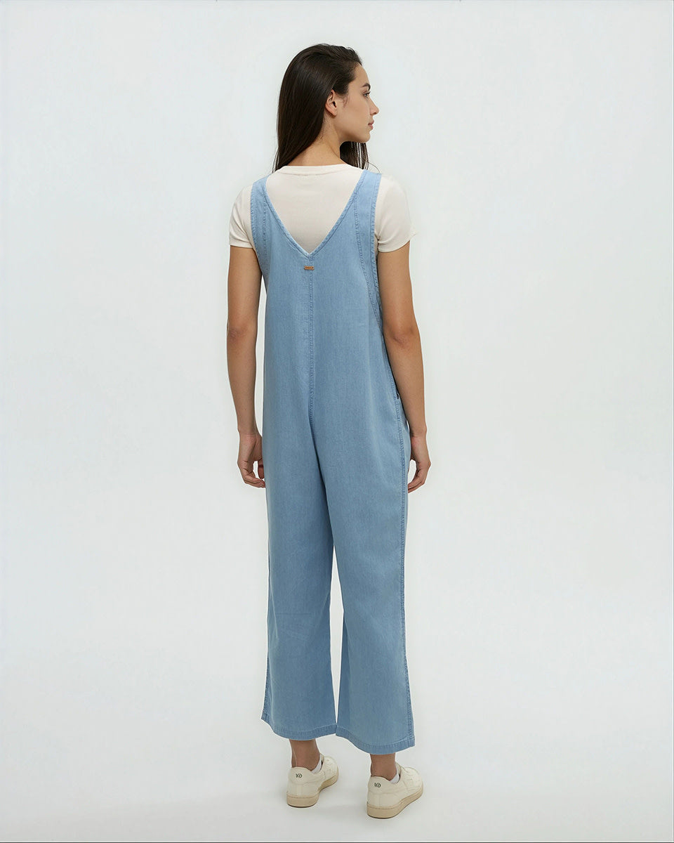 Tentree Nova Overall (Womens) | Light Wash