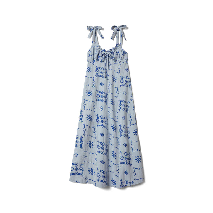 Brixton The Tie Dress (Womens) | Aura Blue Tile Print