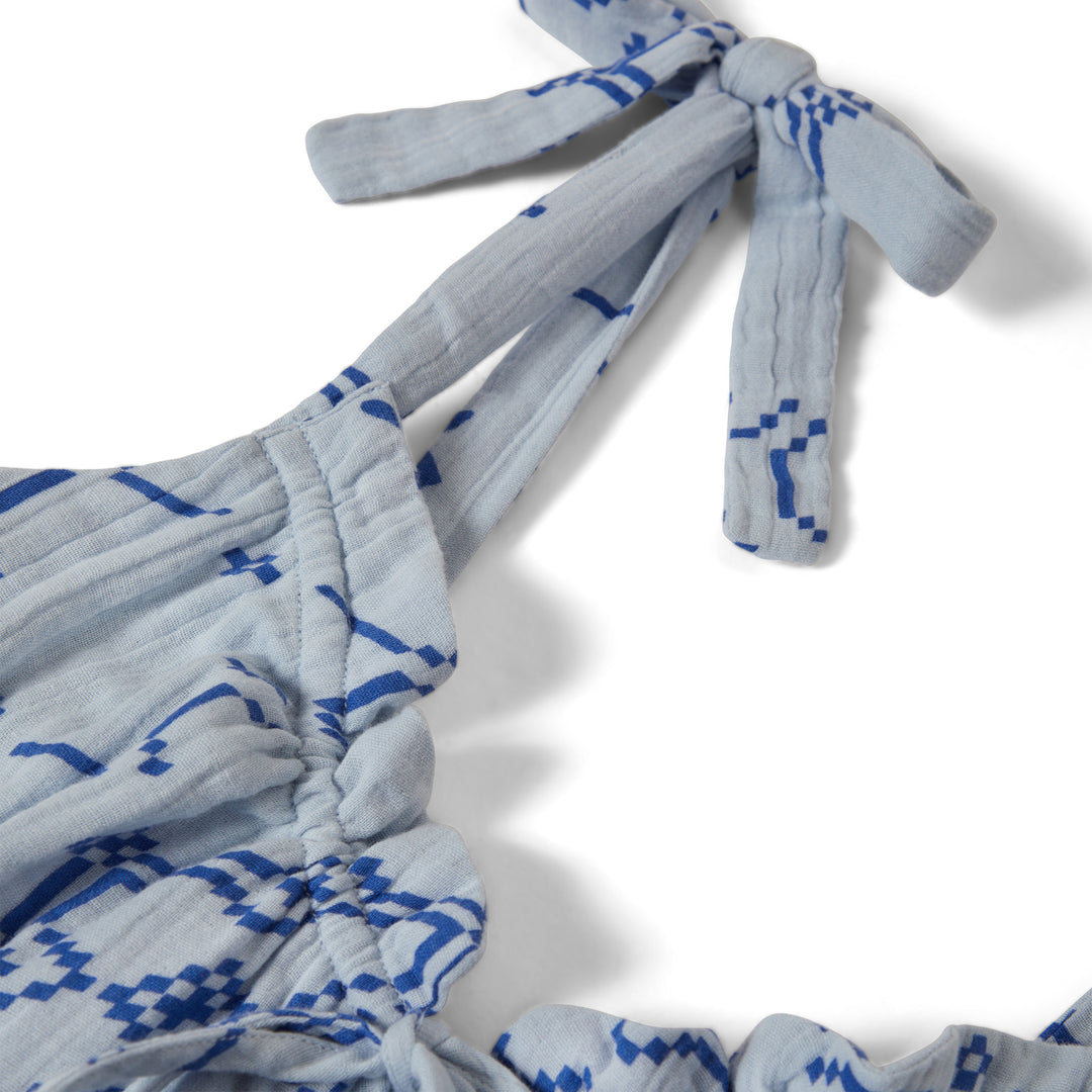 Brixton The Tie Dress (Womens) | Aura Blue Tile Print