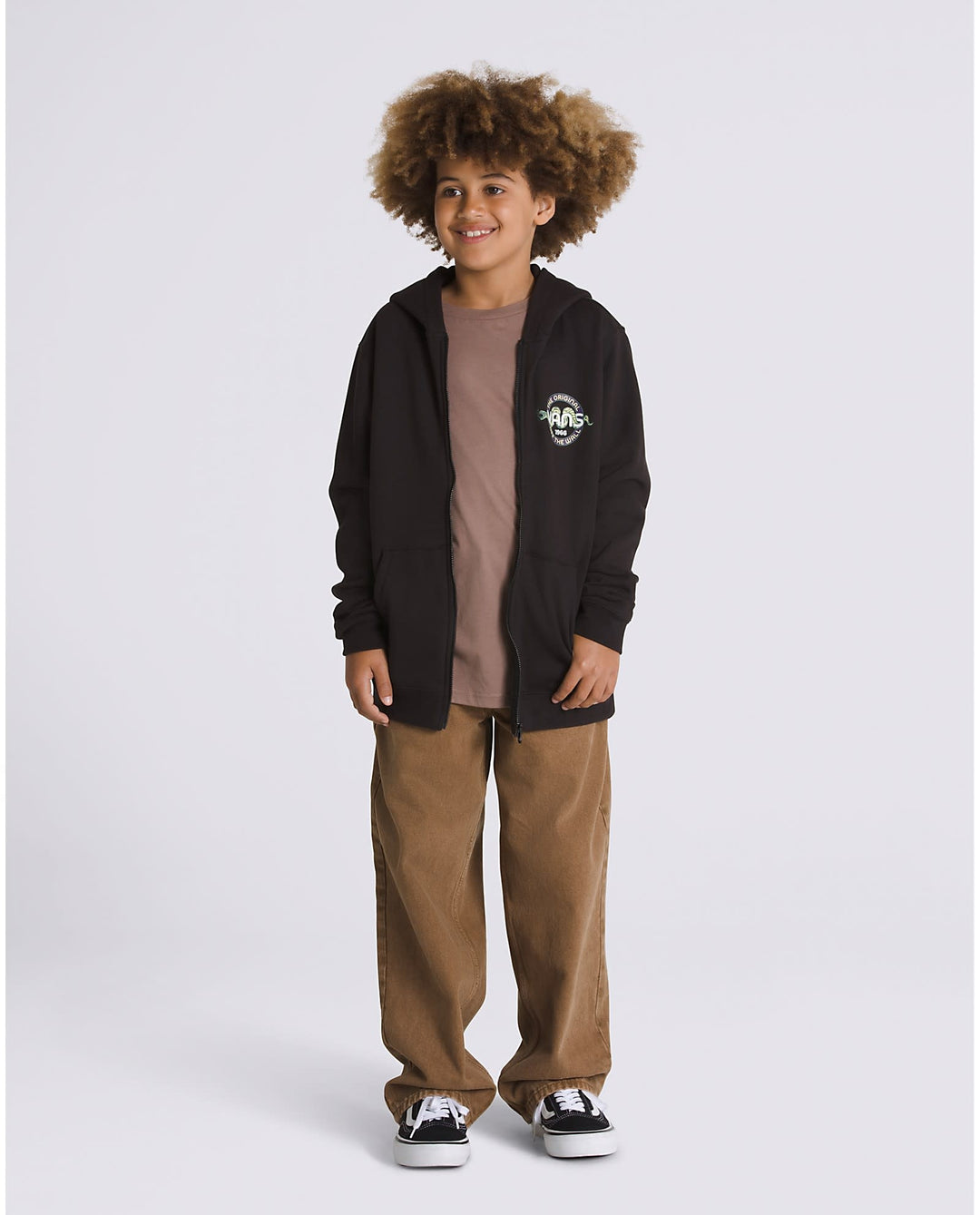 Vans Snake Style Zip Hoodie (Youth) | Black