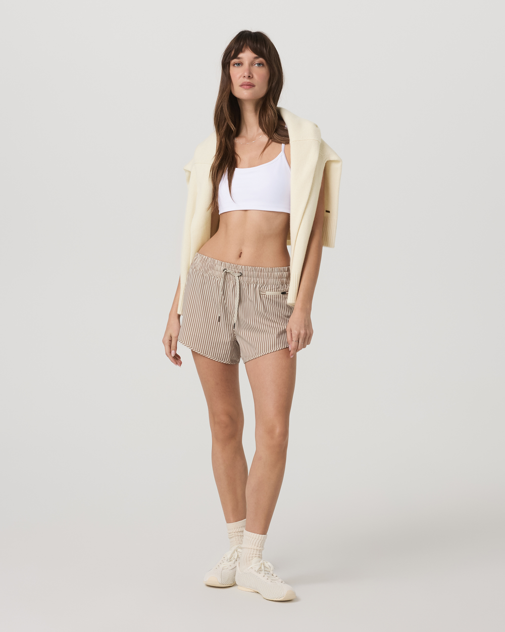 Vuori Clementine 2.0 Short 4" (Womens) | Cove Stripe Hickory