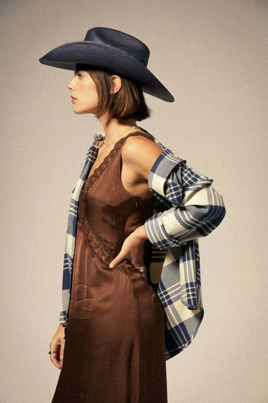 Brixton Bowery Classic Flannel (Womens) | Azure Blue/Whitecap Plaid
