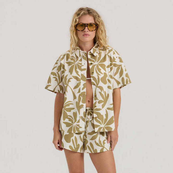 Roark Costa Ss Woven (Womens) | Dusty Olive
