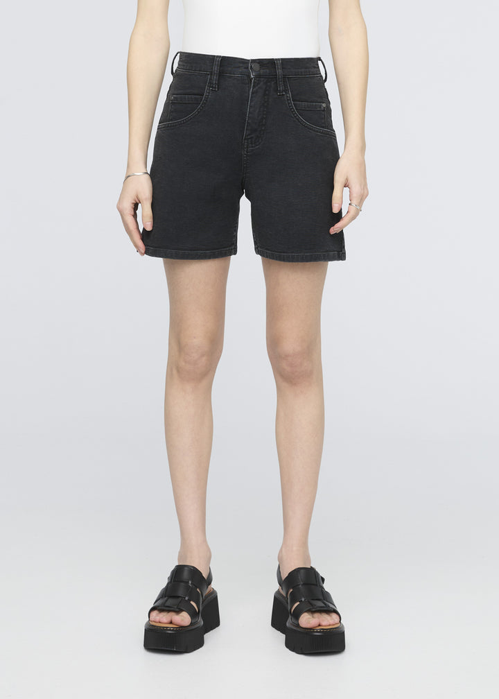 Duer Stretch High Rise Relaxed Short 5" (Womens) | Black