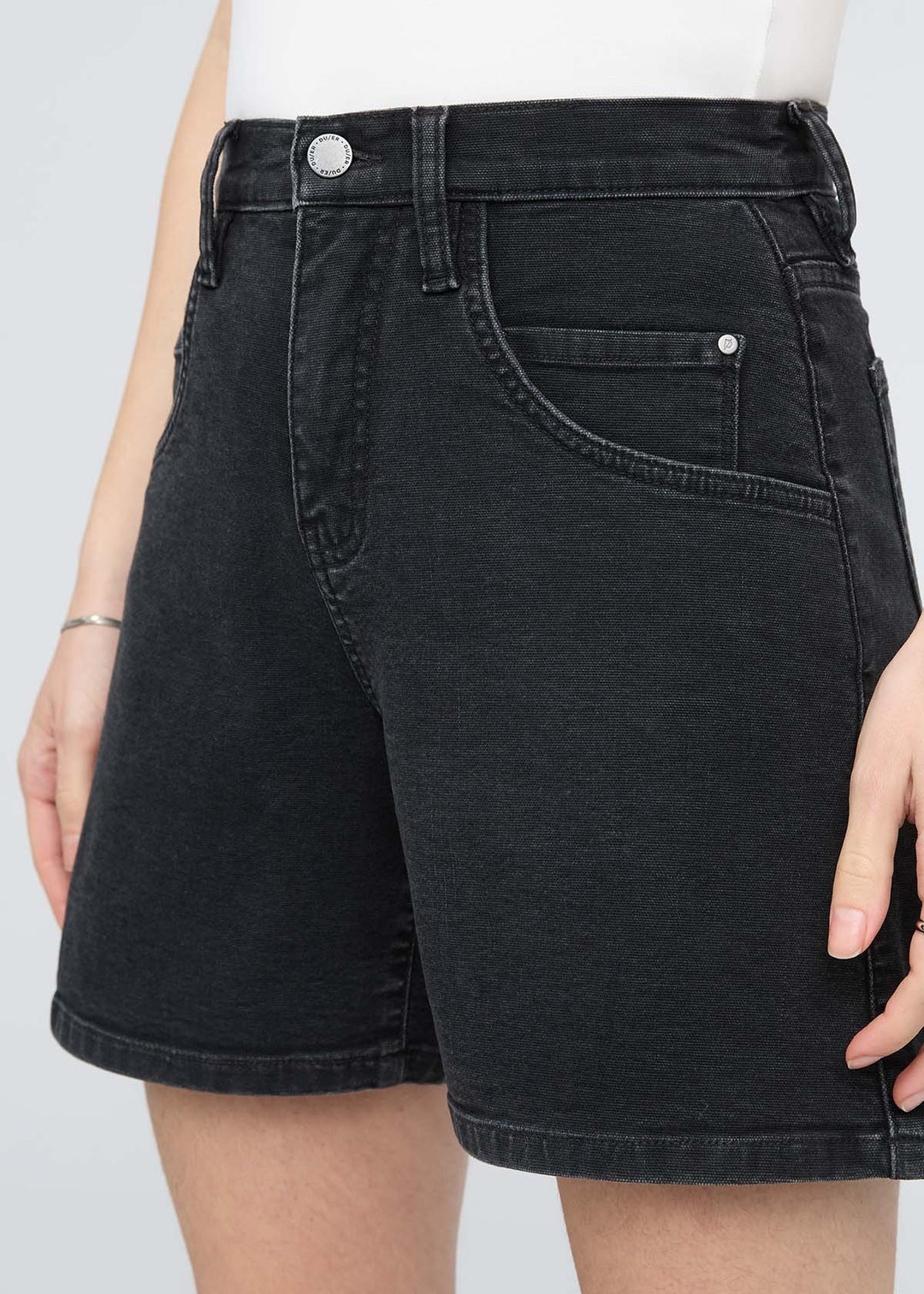 Duer Stretch High Rise Relaxed Short 5" (Womens) | Black