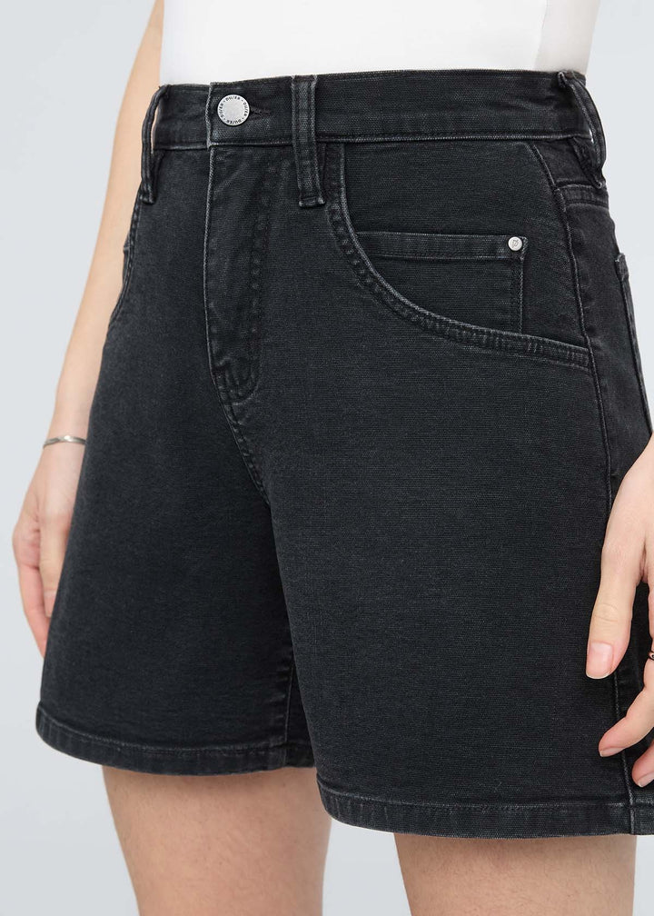 Duer Stretch High Rise Relaxed Short 5" (Womens) | Black