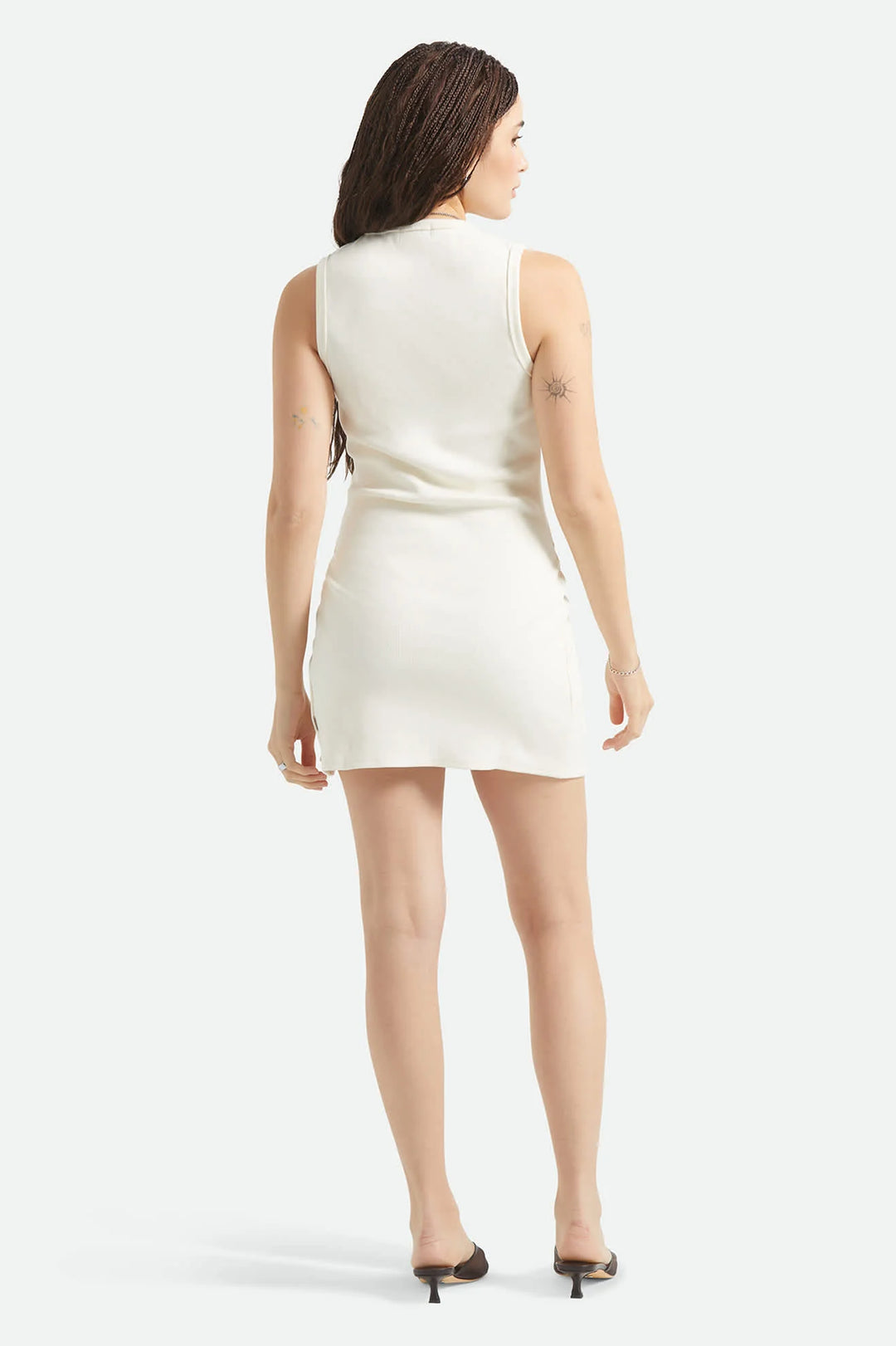 Brixton Ribbed Cinch Mini Dress (Womens) | Black/Off White