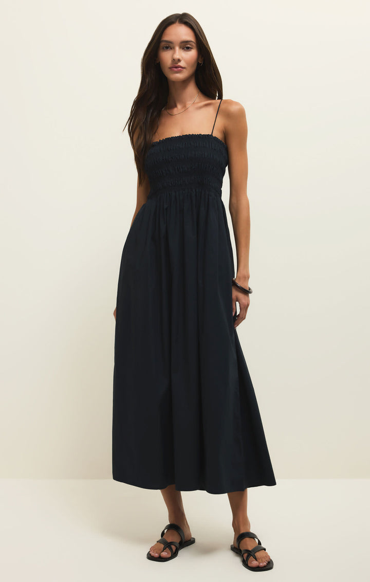 Z Supply Cornelia Poplin Midi Dress | Black