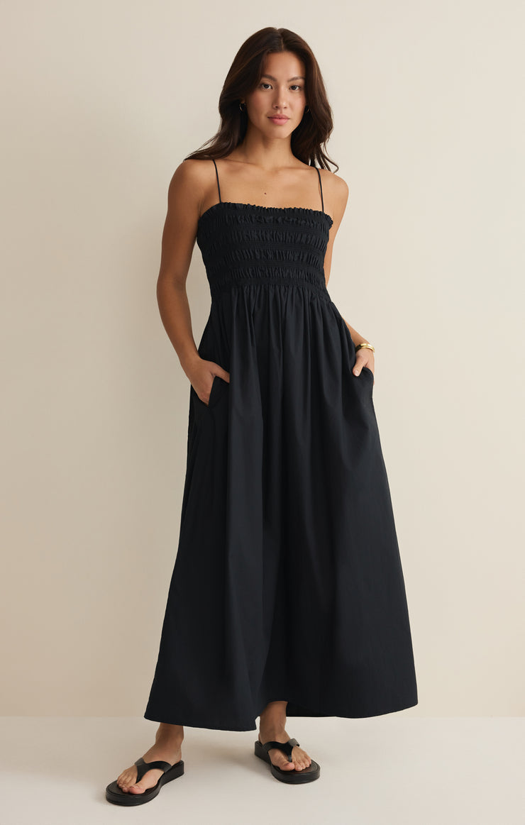 Z Supply Cornelia Poplin Midi Dress | Black