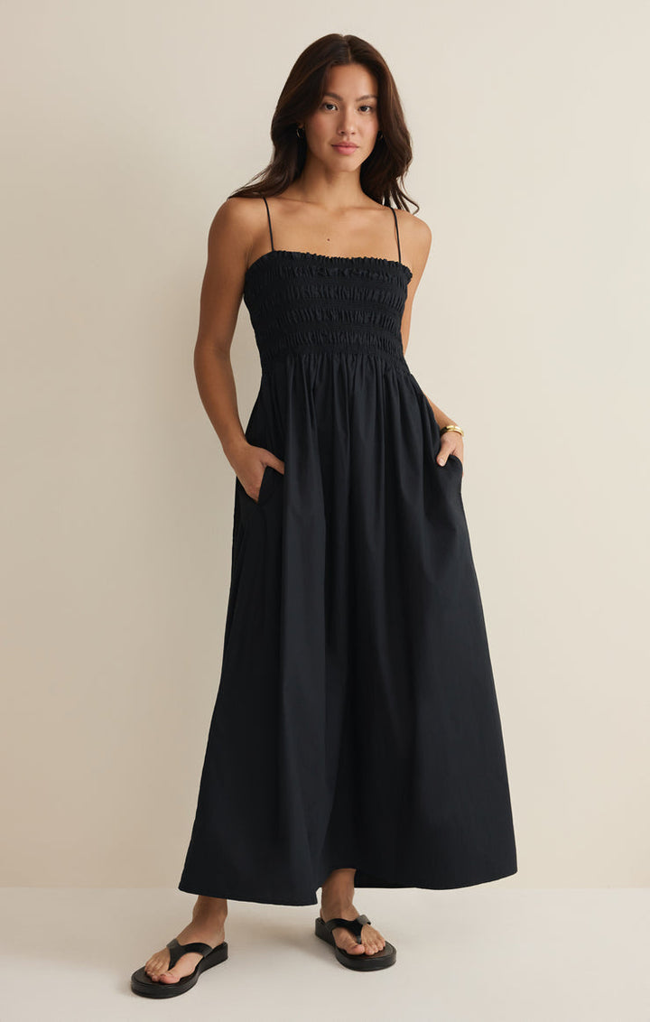 Z Supply Cornelia Poplin Midi Dress | Black