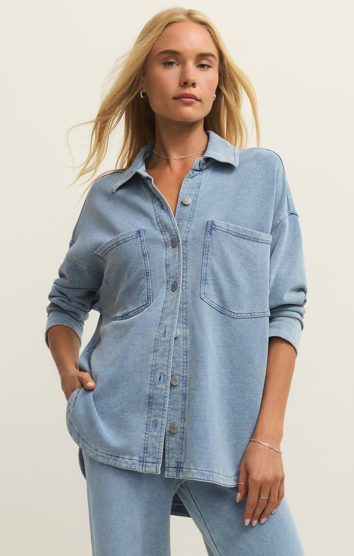 Z Supply All Day Knit Denim Jacket (Women&