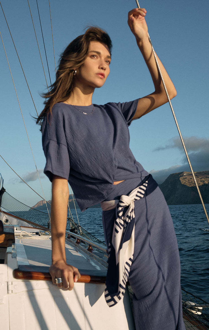 Z Supply Delavine Textured Midi Skirt | Worn Blue
