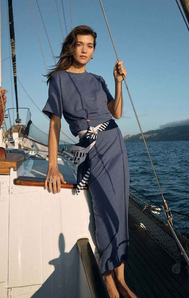 Z Supply Delavine Textured Midi Skirt | Worn Blue
