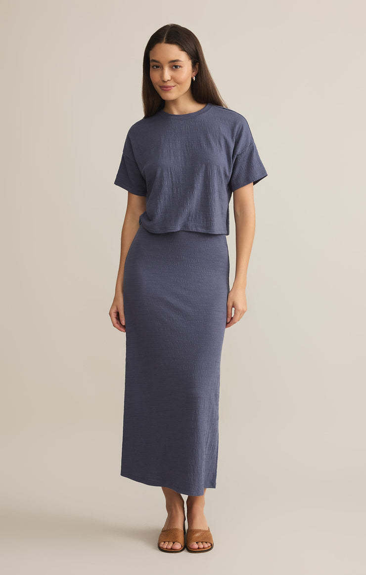 Z Supply Delavine Textured Midi Skirt | Worn Blue
