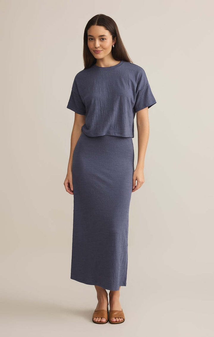 Z Supply Delavine Textured Midi Skirt | Worn Blue
