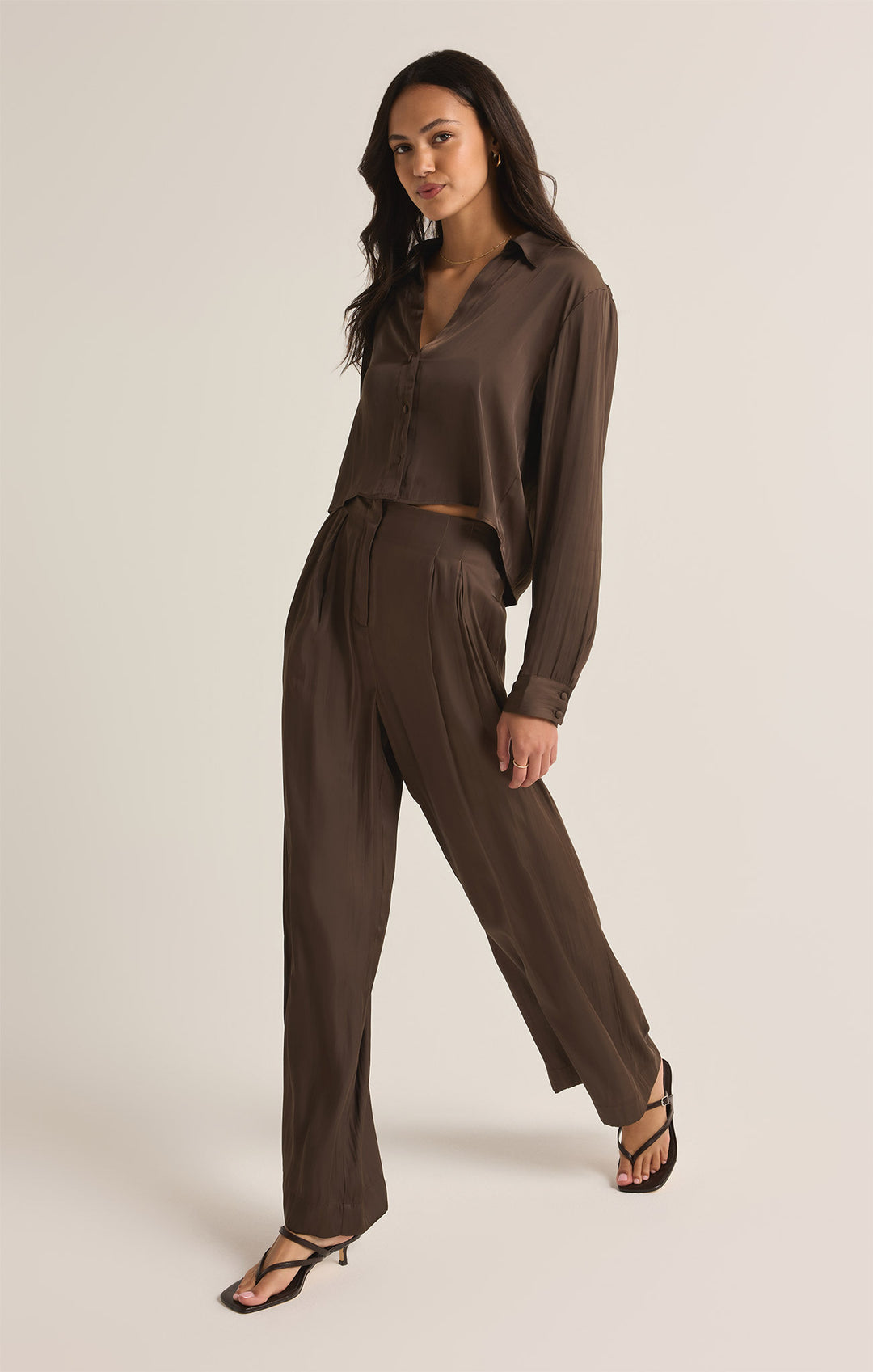Z Supply Lisse Wide Leg Pant | Dark Chocolate