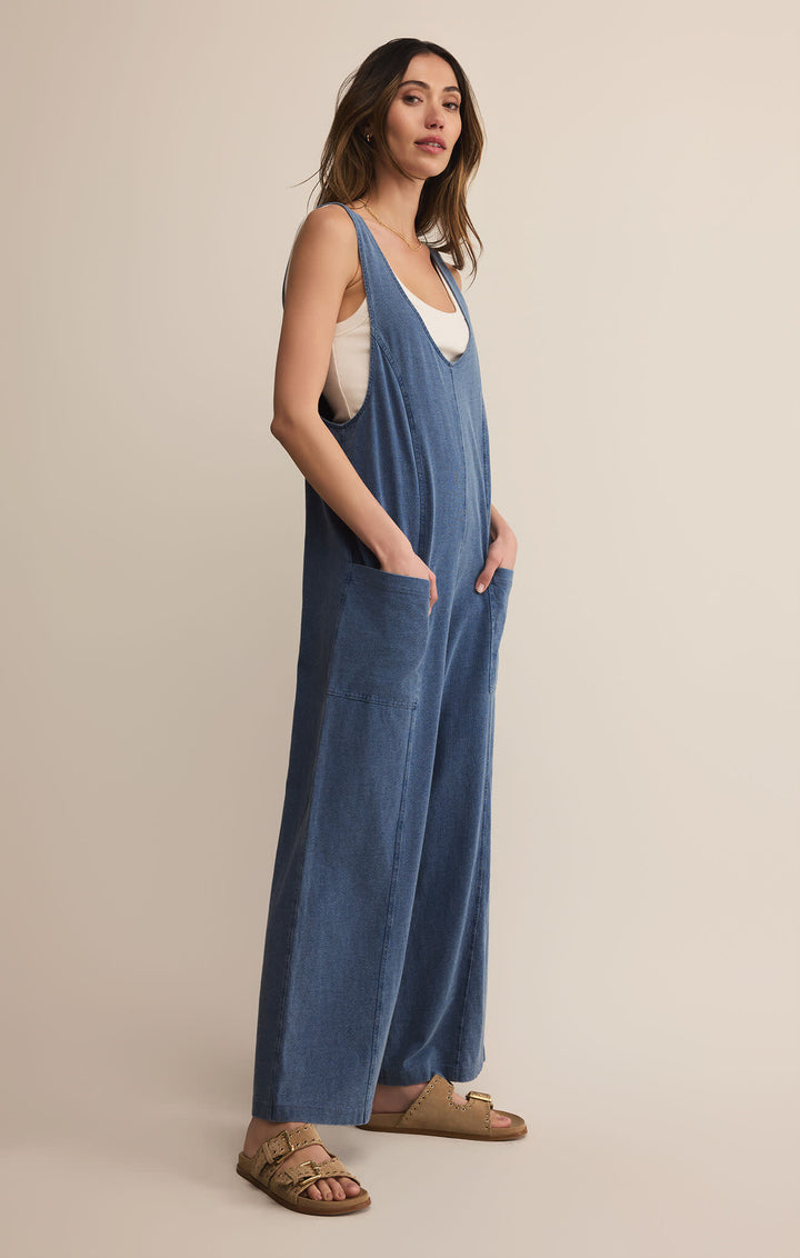 Z Supply Brasilia Jersey Denim Jumpsuit | Vintage Indigo