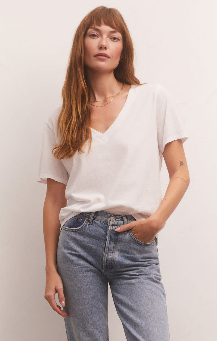 Z Supply Girlfriend V-Neck Tee (Women&