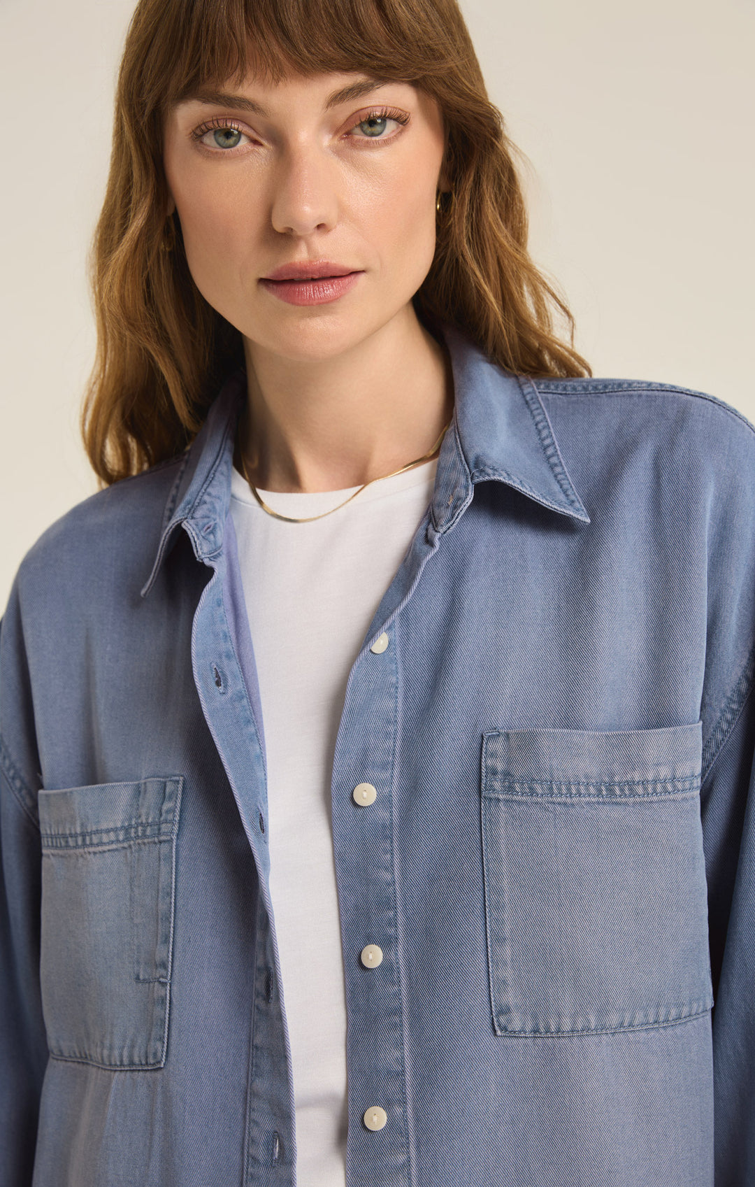 Z Supply Colbie Chambray Top | Sun Bleached Indigo