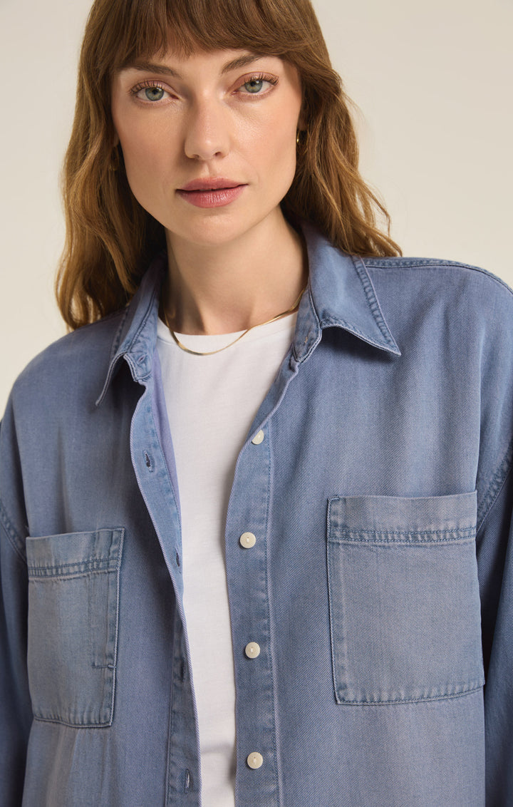 Z Supply Colbie Chambray Top | Sun Bleached Indigo