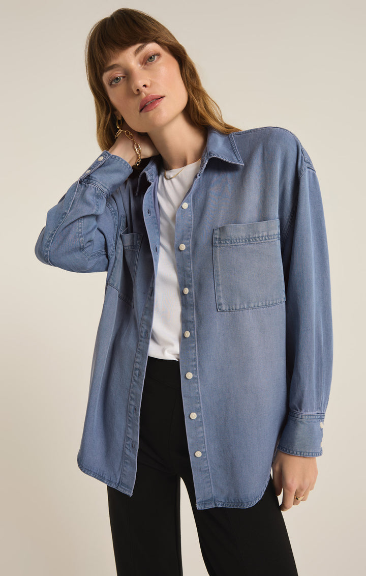 Z Supply Colbie Chambray Top | Sun Bleached Indigo