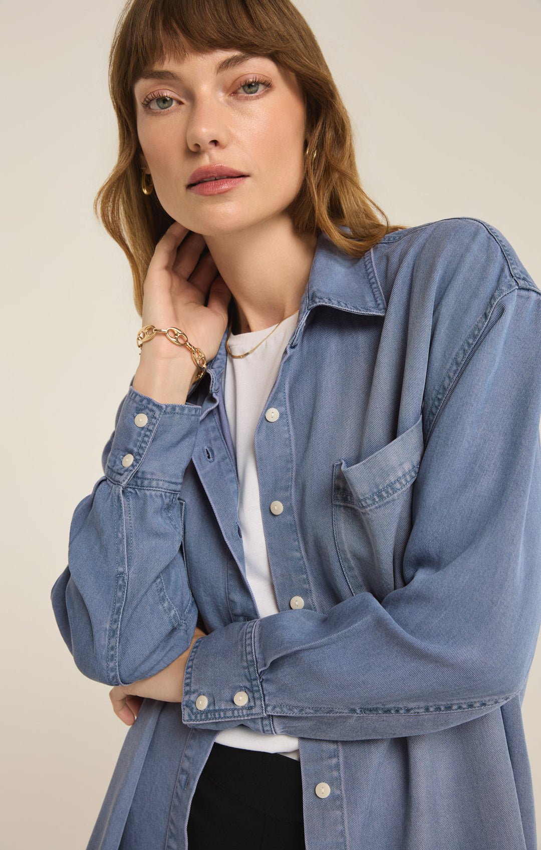 Z Supply Colbie Chambray Top | Sun Bleached Indigo