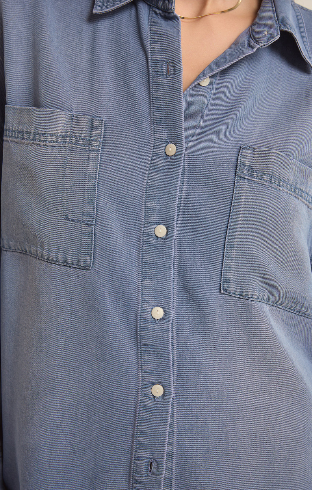Z Supply Colbie Chambray Top | Sun Bleached Indigo