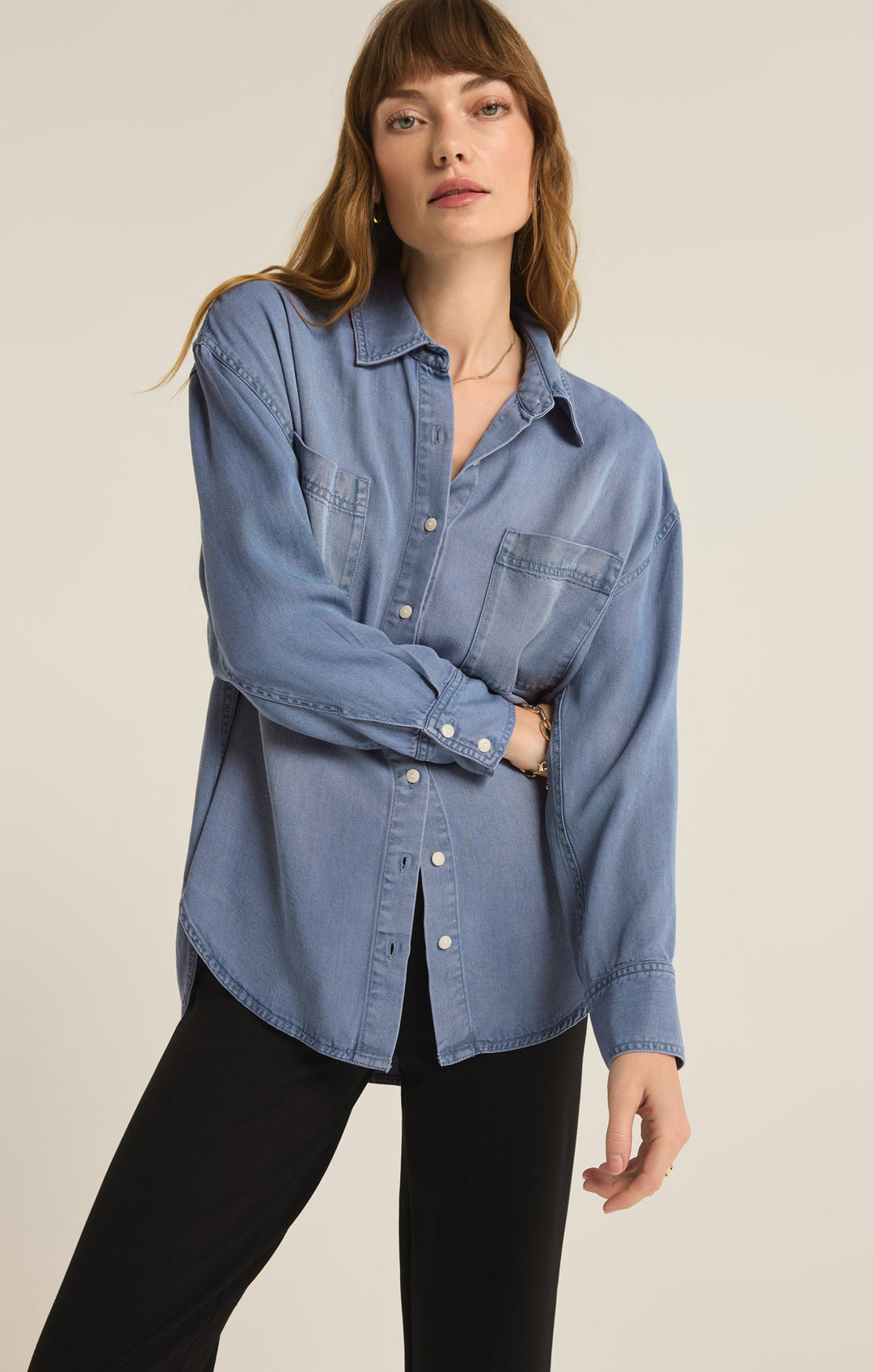Z Supply Colbie Chambray Top | Sun Bleached Indigo