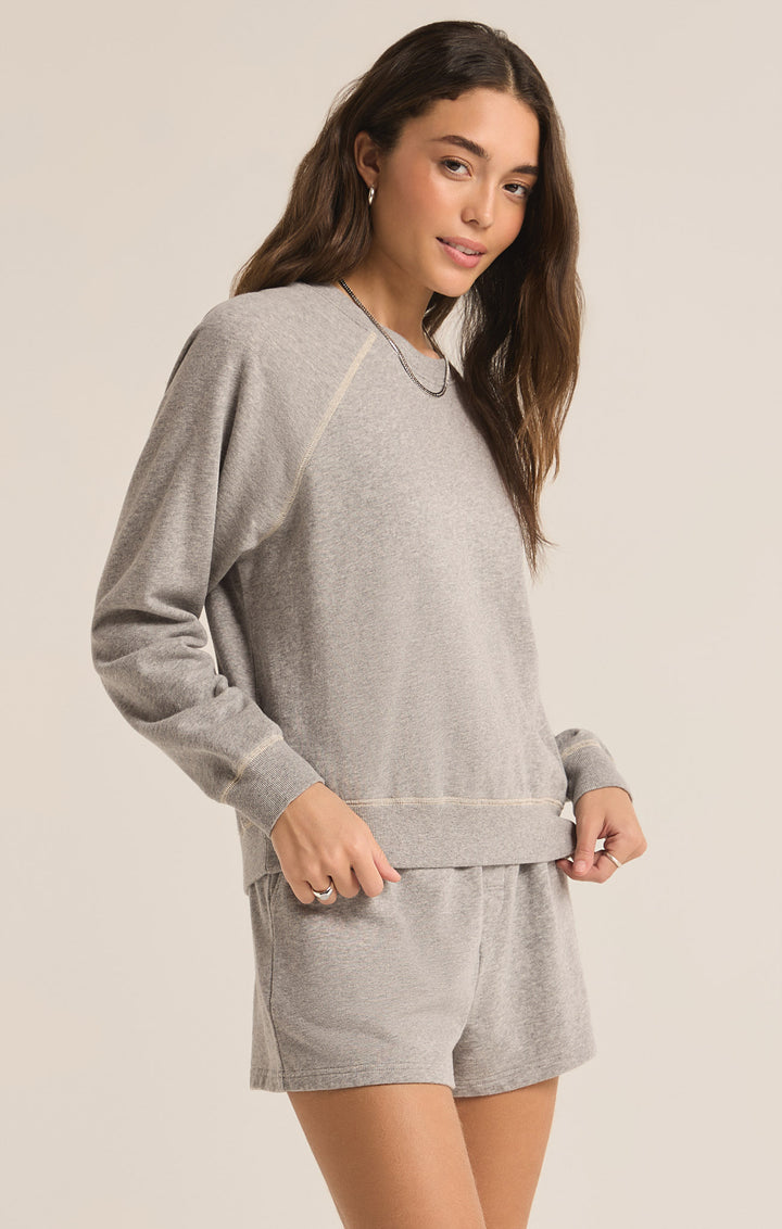 Z Supply Saldana French Terry Top | Classic Heather Grey