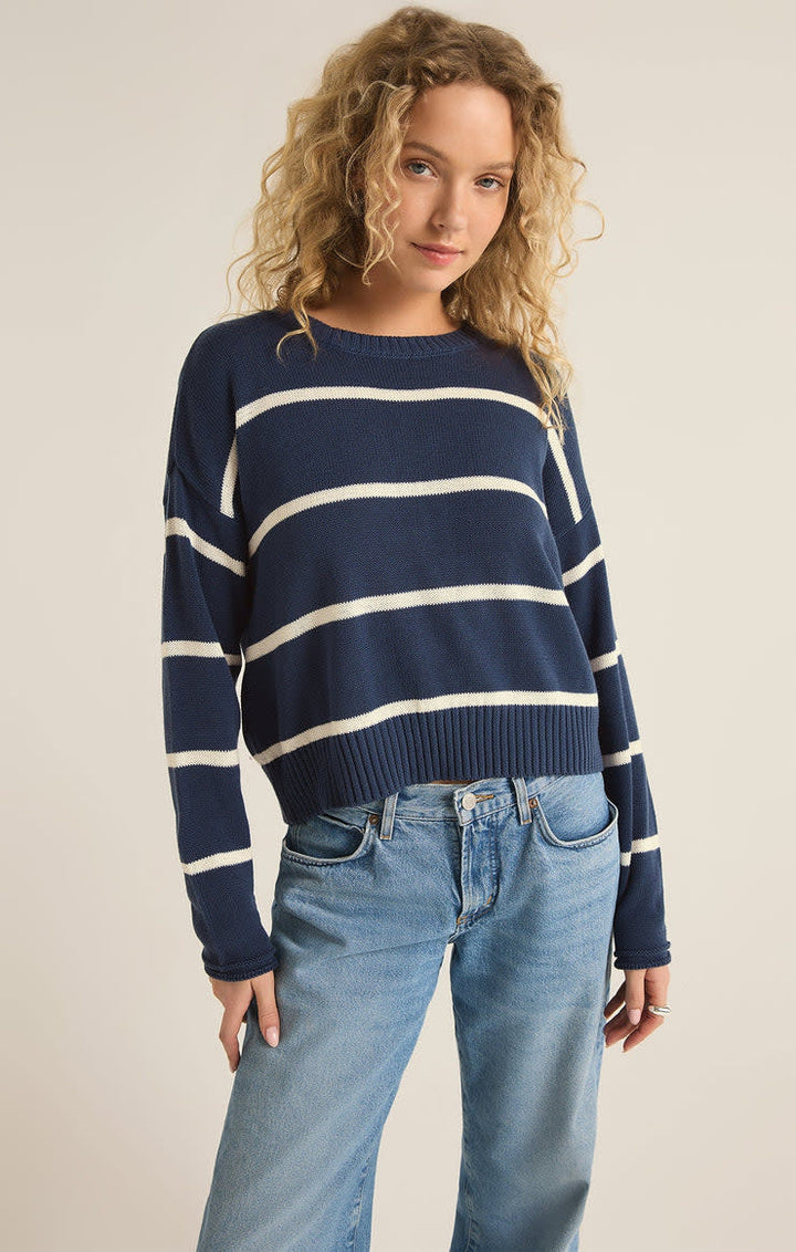 Z Supply Sienna Stripe Sweater (Womens) | Midnight