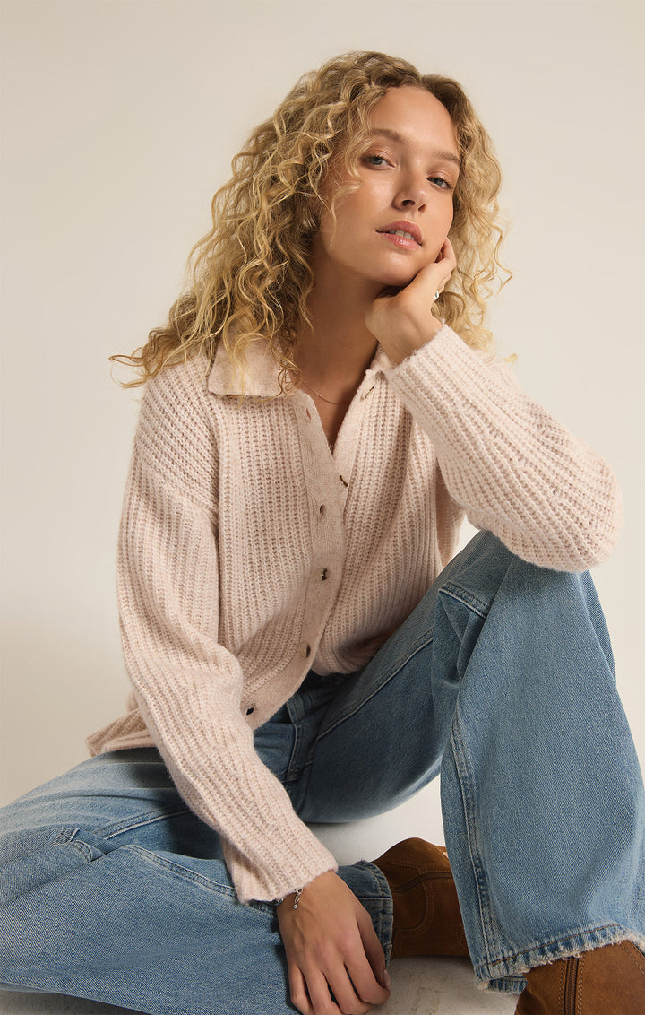 Z Supply Lennie Button Up Sweater (Womens) | Oatmeal Heather