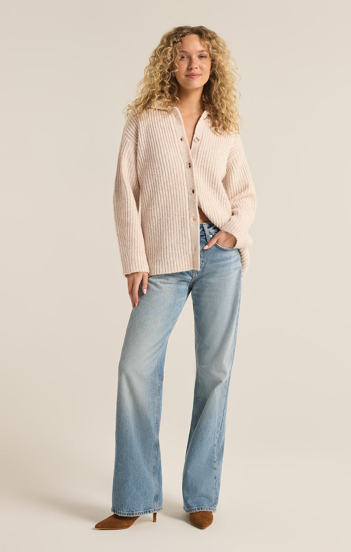 Z Supply Lennie Button Up Sweater (Womens) | Oatmeal Heather