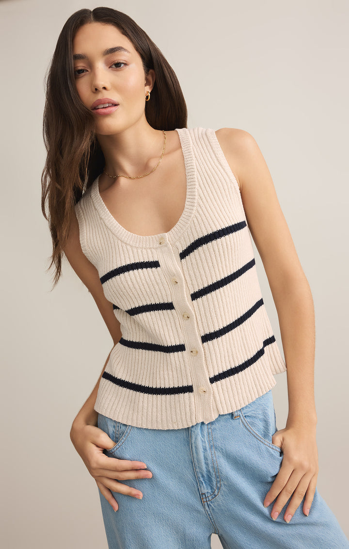 Z Supply Sycamore Stripe Sweater Vest (Womens) | Sea Salt