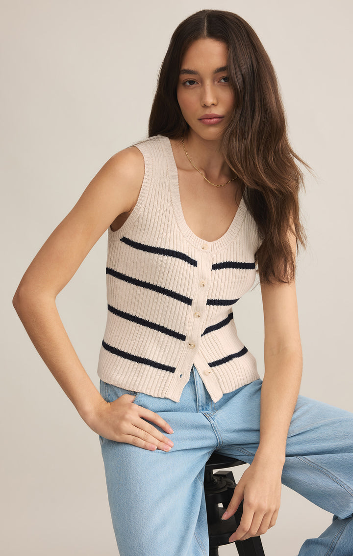Z Supply Sycamore Stripe Sweater Vest (Womens) | Sea Salt