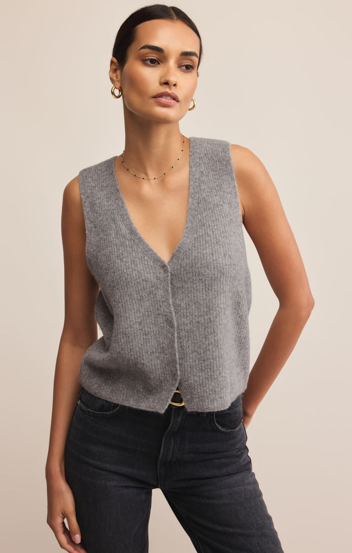 Z Supply Bryce Sweater Vest (Womens) | Medium Heather Grey
