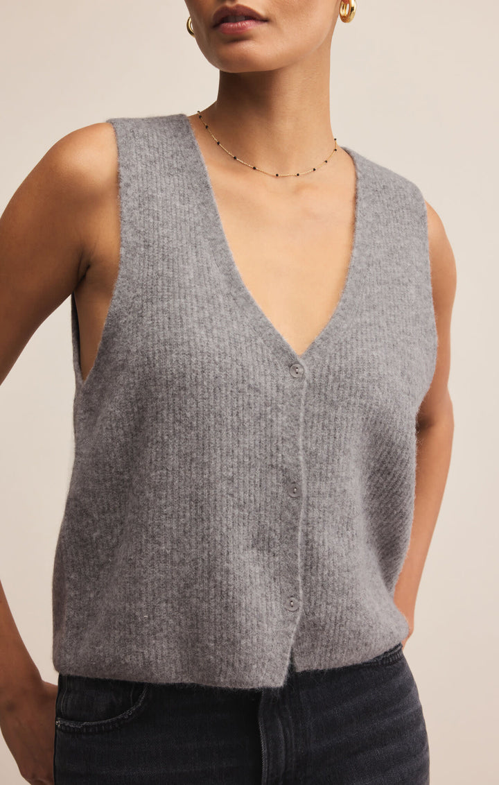Z Supply Bryce Sweater Vest (Womens) | Medium Heather Grey