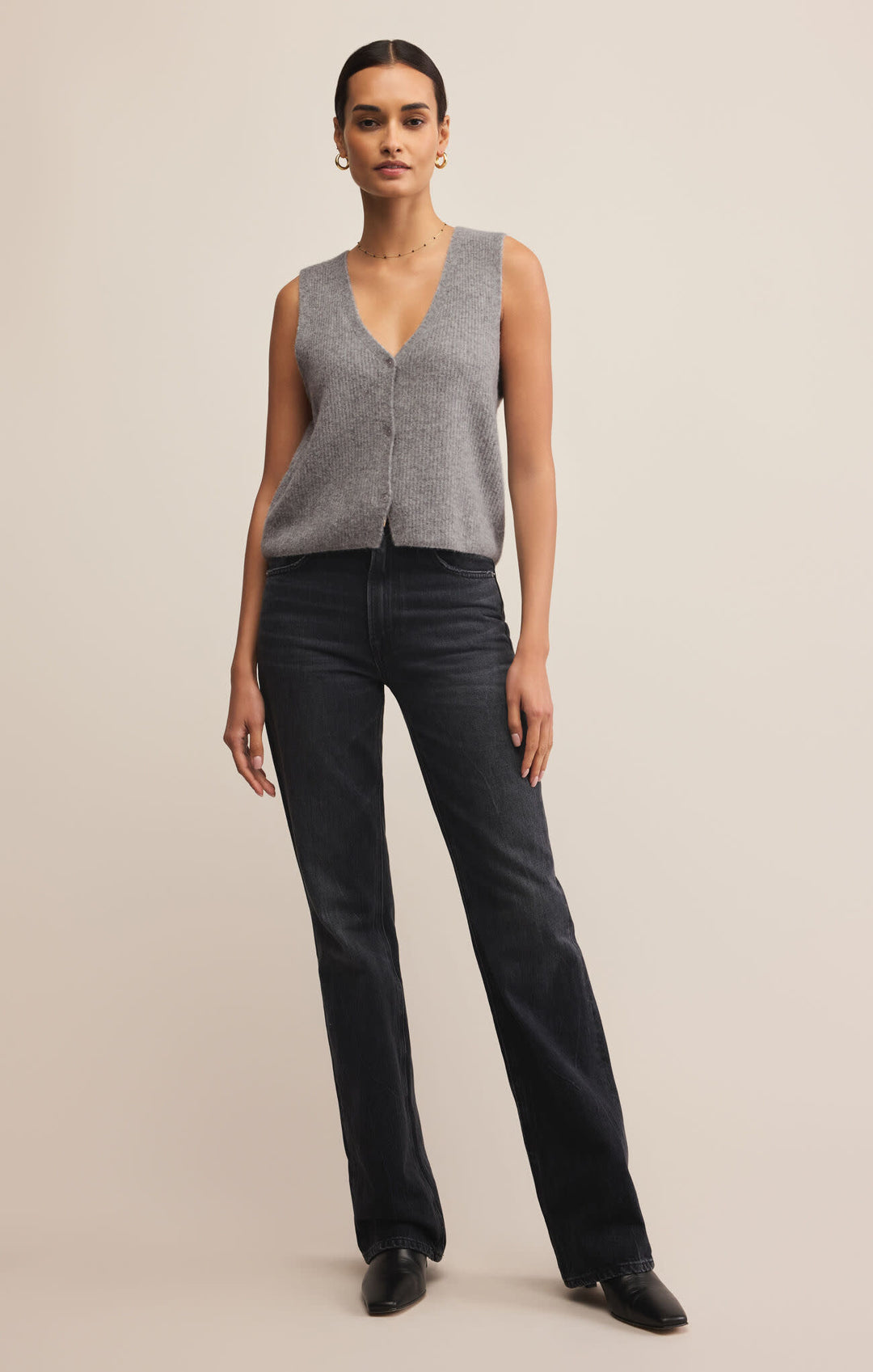 Z Supply Bryce Sweater Vest (Womens) | Medium Heather Grey