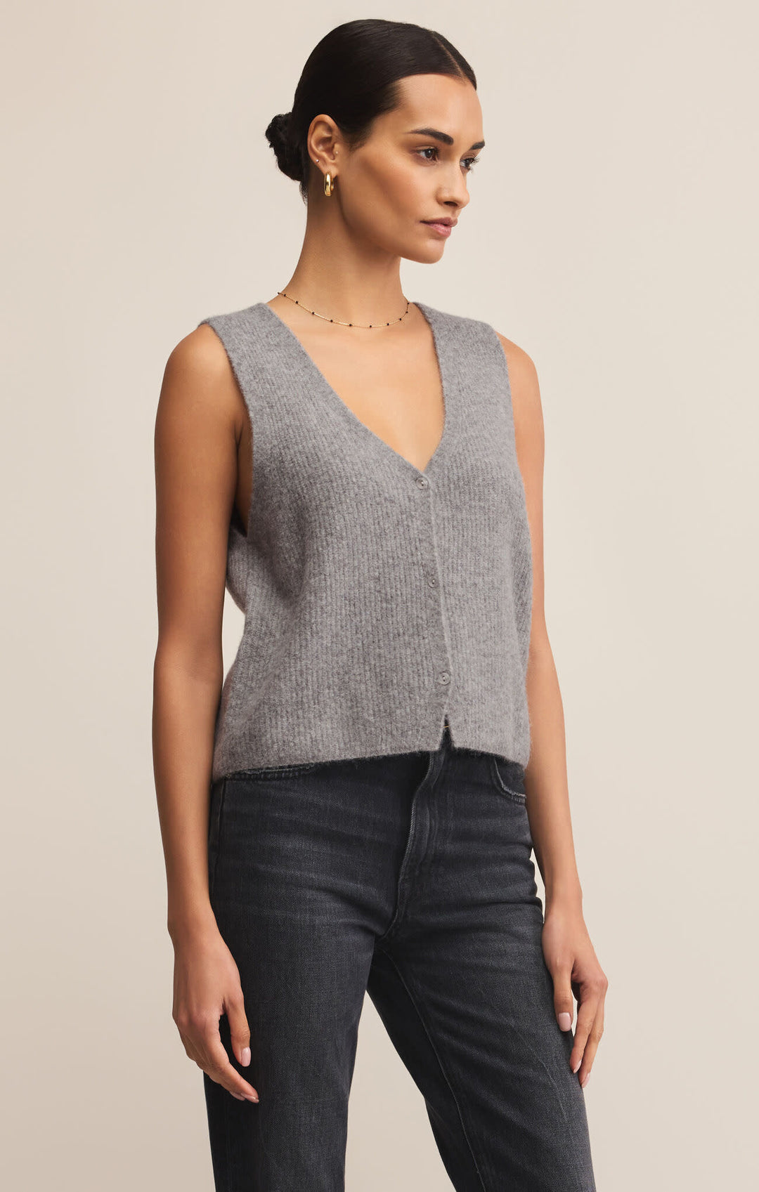 Z Supply Bryce Sweater Vest (Womens) | Medium Heather Grey