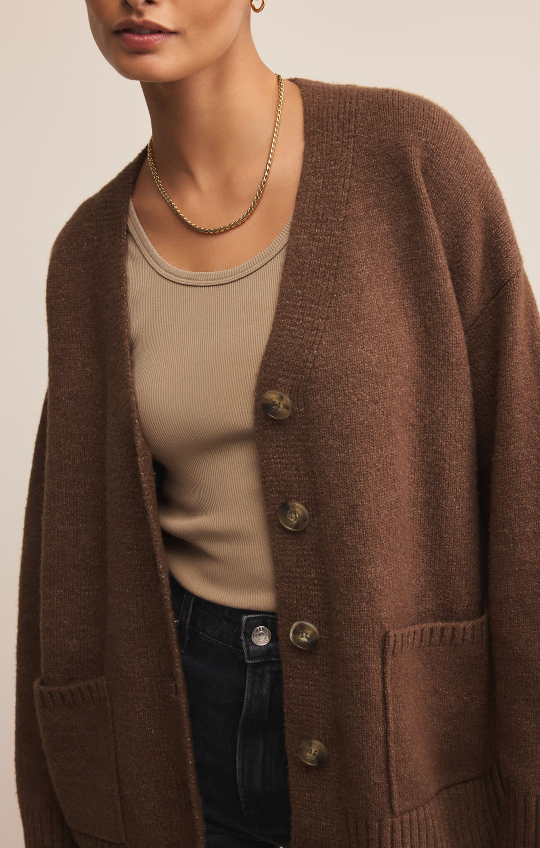 Z Supply Theo Cardigan (Womens) | Suede