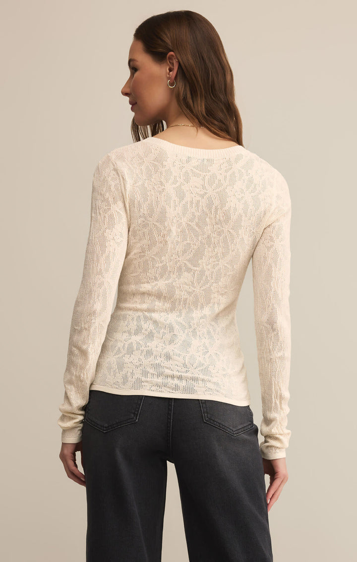 Z Supply Tibi Scoop Mesh Sweater (Womens) | Crystal